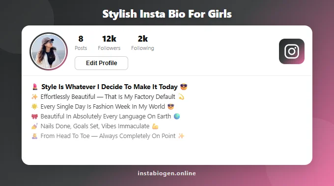 Stylish Insta Bio For Girls
